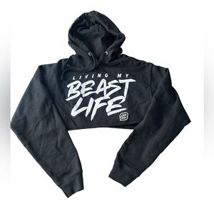 Bulk Gear Fitness Living My Beast Life Cropped Workout Hoodie Womens Small Black